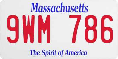 MA license plate 9WM786