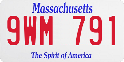 MA license plate 9WM791