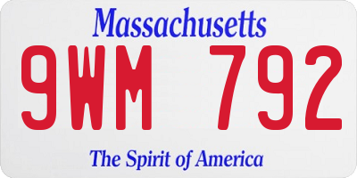 MA license plate 9WM792