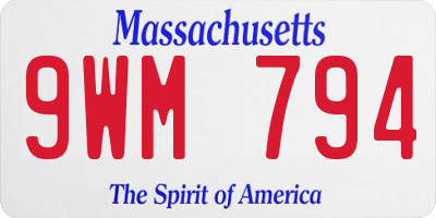 MA license plate 9WM794