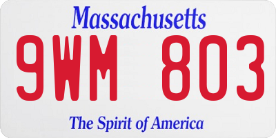 MA license plate 9WM803