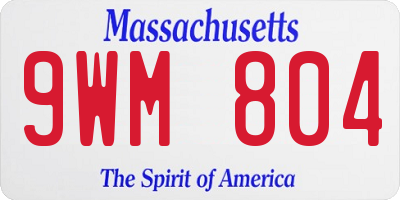 MA license plate 9WM804