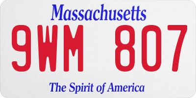 MA license plate 9WM807