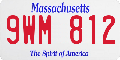 MA license plate 9WM812