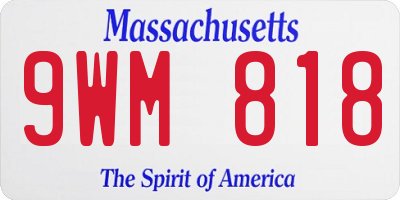 MA license plate 9WM818