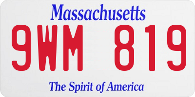 MA license plate 9WM819