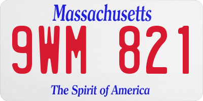 MA license plate 9WM821