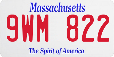 MA license plate 9WM822