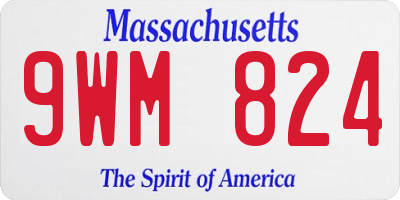 MA license plate 9WM824