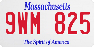 MA license plate 9WM825