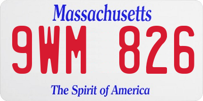 MA license plate 9WM826