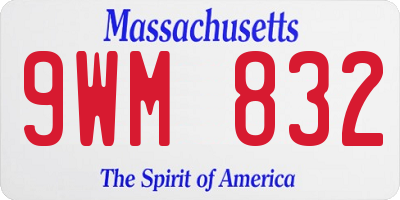 MA license plate 9WM832