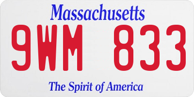 MA license plate 9WM833