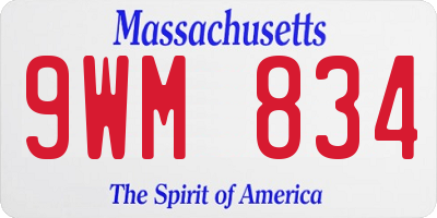 MA license plate 9WM834