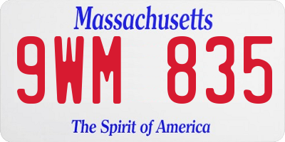 MA license plate 9WM835