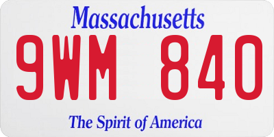 MA license plate 9WM840