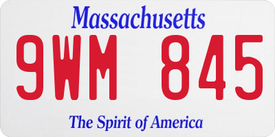MA license plate 9WM845