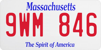 MA license plate 9WM846