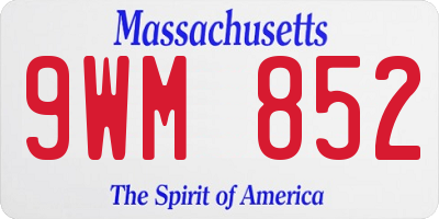 MA license plate 9WM852