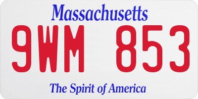 MA license plate 9WM853
