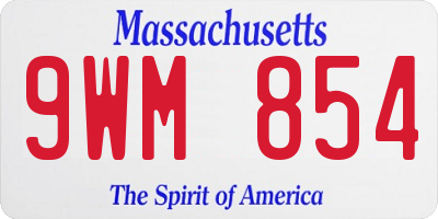 MA license plate 9WM854