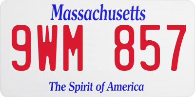 MA license plate 9WM857