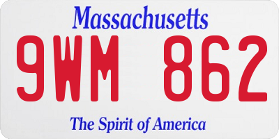 MA license plate 9WM862