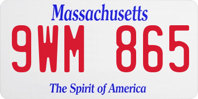 MA license plate 9WM865