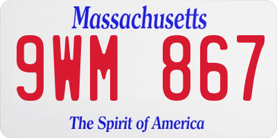 MA license plate 9WM867