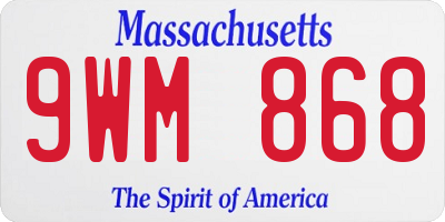 MA license plate 9WM868