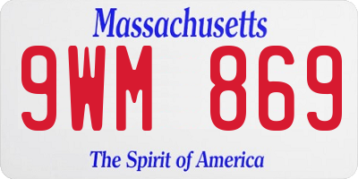 MA license plate 9WM869