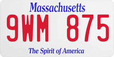 MA license plate 9WM875