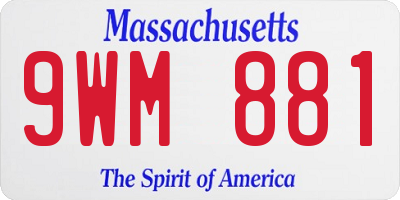 MA license plate 9WM881