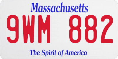MA license plate 9WM882