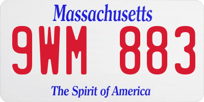 MA license plate 9WM883