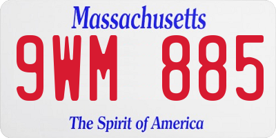 MA license plate 9WM885