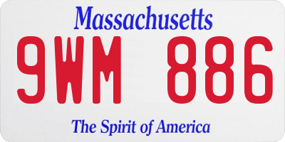 MA license plate 9WM886