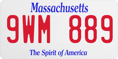 MA license plate 9WM889