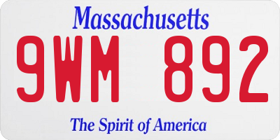MA license plate 9WM892