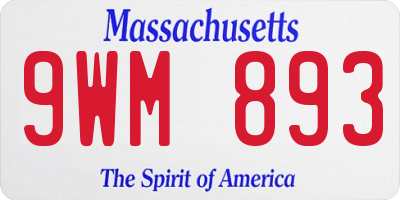 MA license plate 9WM893