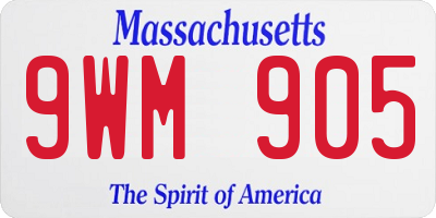 MA license plate 9WM905