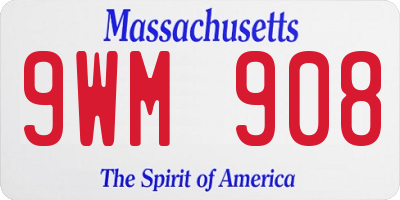 MA license plate 9WM908