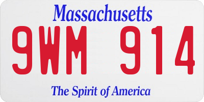 MA license plate 9WM914