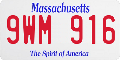MA license plate 9WM916