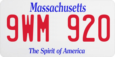 MA license plate 9WM920