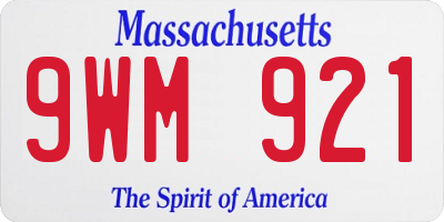MA license plate 9WM921