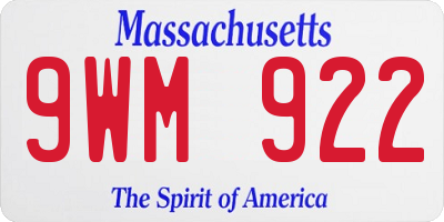 MA license plate 9WM922