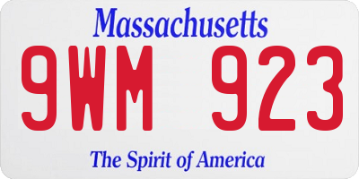 MA license plate 9WM923