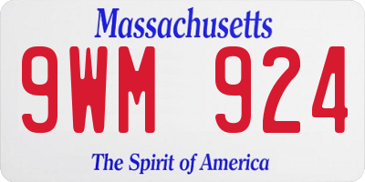 MA license plate 9WM924