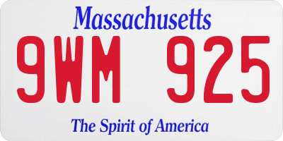 MA license plate 9WM925